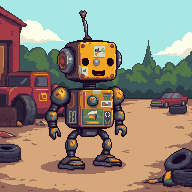 Scrappy robot held together with tape